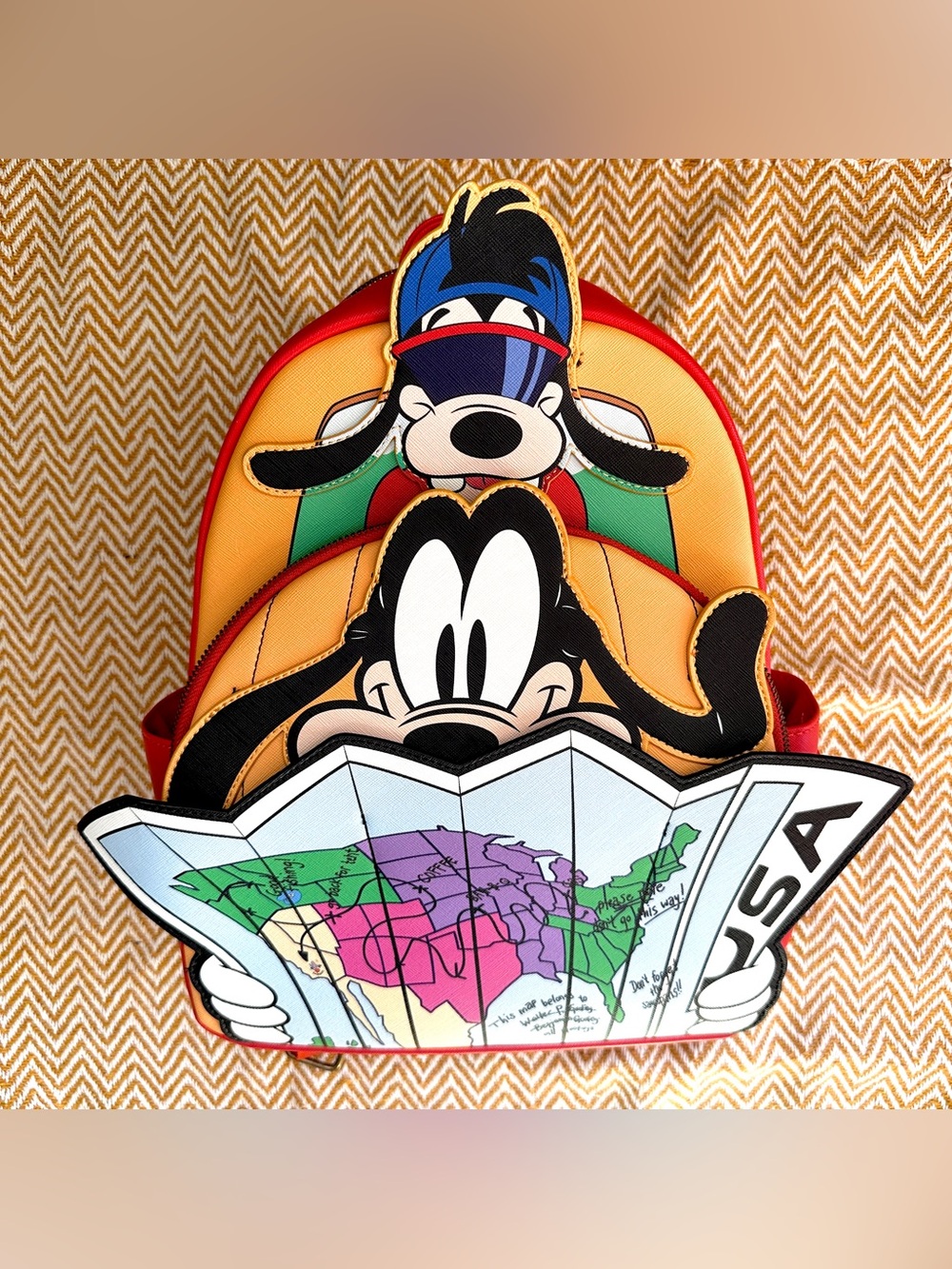 Loungefly Disney A Goofy Movie Road Trip Map Mini Backpack Like New
